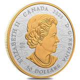 Canada 2023 $50 Heavenly Dragon 5 oz PURE 99.99% silver with selective gold plating Obverse and Rim
