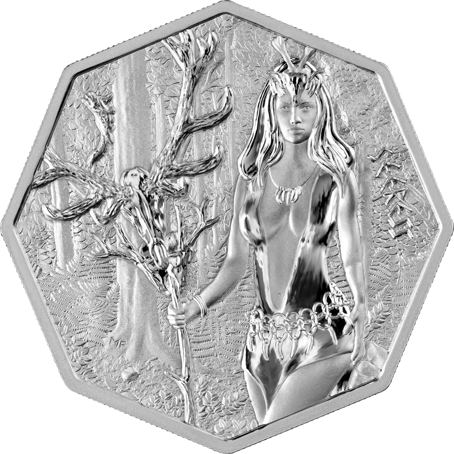 Germania 2023  5 Mark Witchcraft Seeress 1oz Silver BU Octagonal Coin Reverse