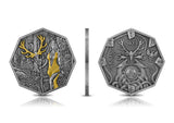 Germania 2023 5 Mark Witchcraft Seeress Ritual 1oz Silver BU Octagonal Gilded Coin and UV Effect Obverse and Reverse