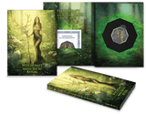 Germania 2023 5 Mark Witchcraft Seeress Ritual 1oz Silver BU Octagonal Gilded Coin and UV Effect Shipper and Certificate