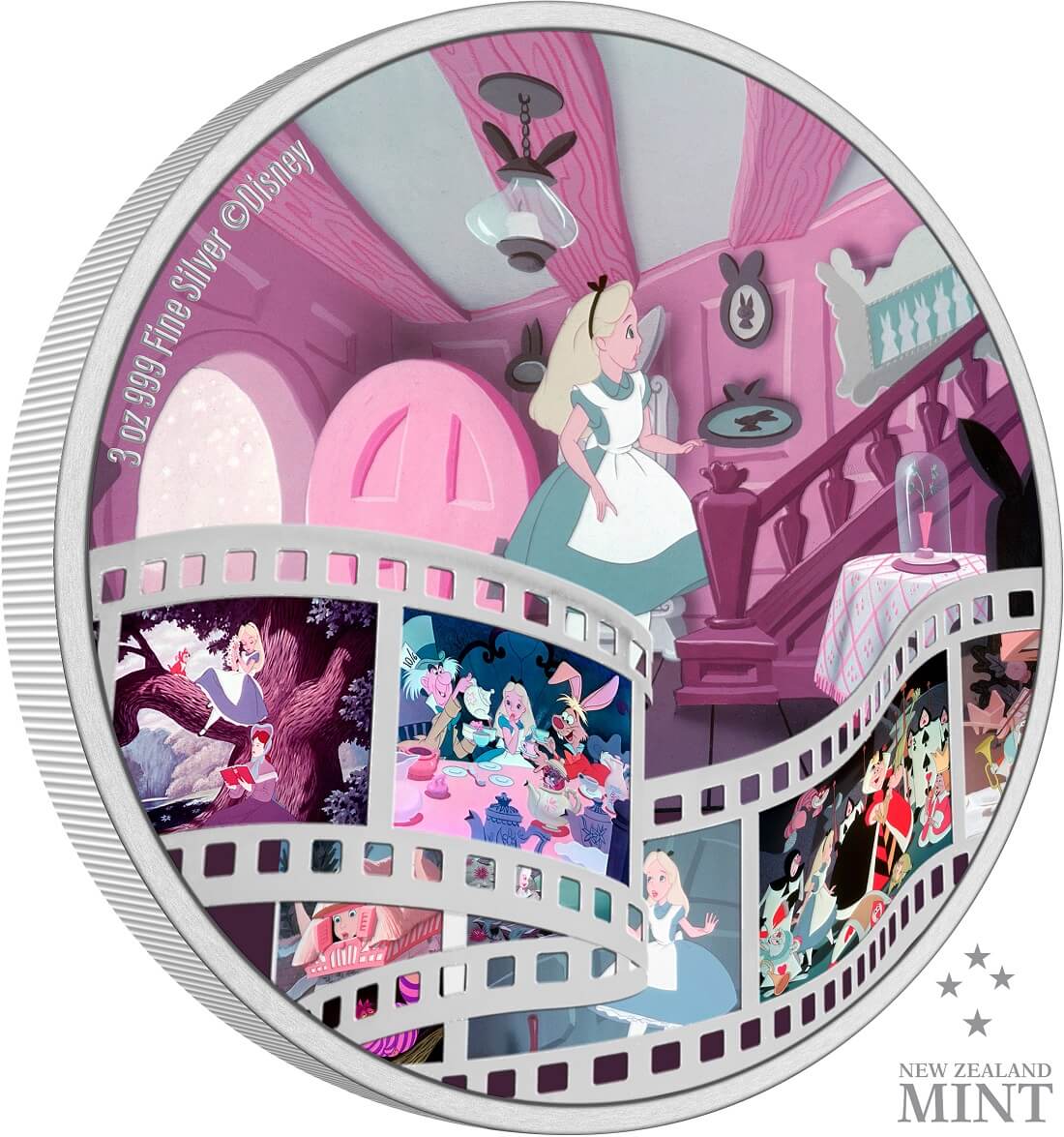 Niue 2023  $10 Disney Alice in Wonderland 3oz Silver Colorized Proof Coin