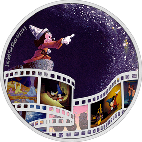 2023 $10 Disney Cinema Masterpieces - FANTASIA 3oz Silver Coloured Coin Reverse