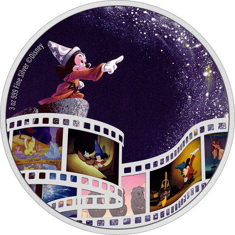 2023 $10 Disney Cinema Masterpieces - FANTASIA 3oz Silver Coloured Coin Reverse