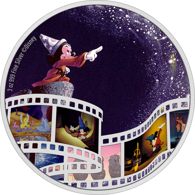 2023 $10 Disney Cinema Masterpieces - FANTASIA 3oz Silver Coloured Coin Reverse