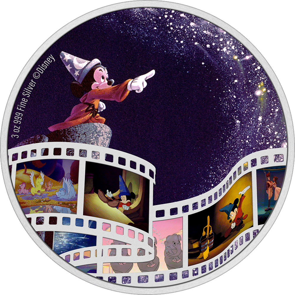 2023 $10 Disney Cinema Masterpieces - FANTASIA 3oz Silver Coloured Coin Reverse