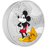 Niue 2023  Disney Mickey and Friends: Mickey and Pluto 3oz Silver Colorized Proof Coin Reverse and Rim
