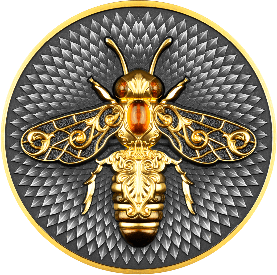 Niue 2023 $5 Nature Bee 2oz Silver Antiqued Digitally Printed Coin Reverse
