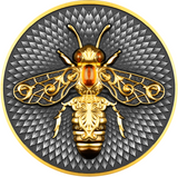 Niue 2023 $5 Nature Bee 2oz Silver Antiqued Digitally Printed Coin Reverse