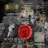 Niue 2023 $7 WHITE HORSE of VICTORY Seven Seals of the Apocalypse 3 Oz .999 Coloured and Gilded CertificateAntique Silver Coin Certificate