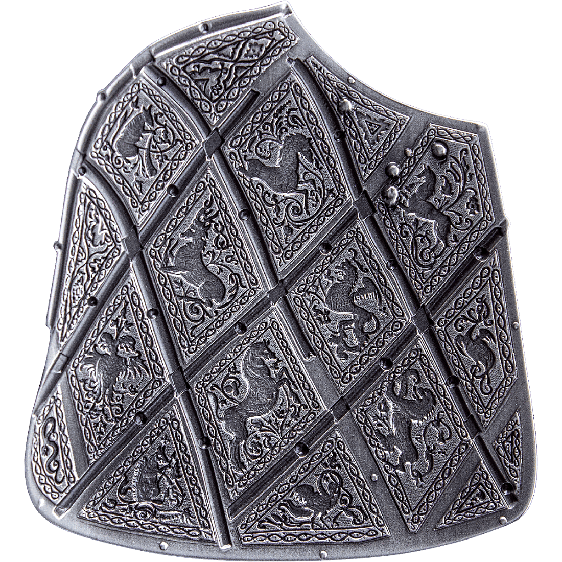 South Korea 2023 KOMSCO Trellised Targe Shield 2 oz .999 Silver Antiqued Stacker
