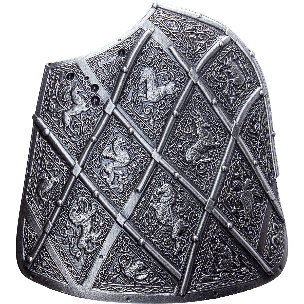 South Korea 2023 KOMSCO Trellised Targe Shield 2 oz .999 Silver Antiqued Stacker