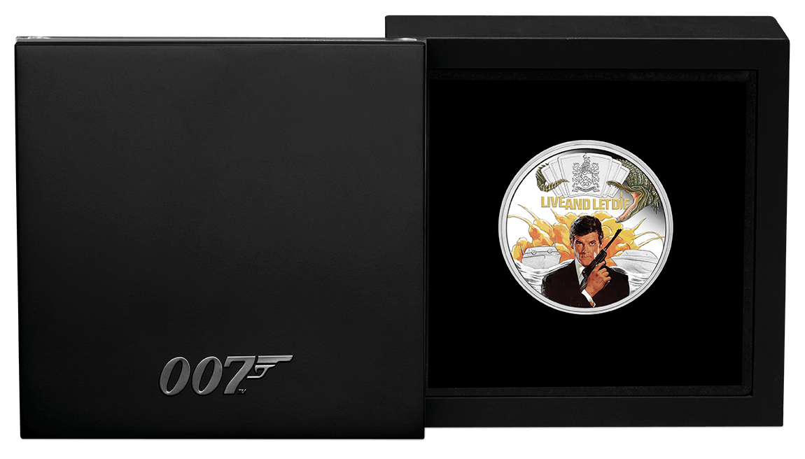 Tuvalu 2023 $1 James Bond 007 Live And Let Die 50th Anniversary 1oz .9999 Silver Colourised Proof Coin Perth Mint