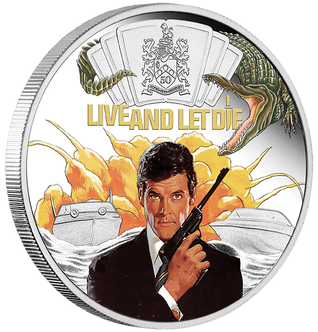 Tuvalu 2023 $1 James Bond 007 Live And Let Die 50th Anniversary 1oz .9999 Silver Colourised Proof Coin Perth Mint