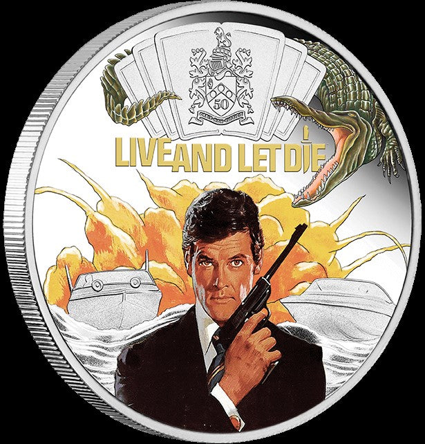 Tuvalu 2023 $1 James Bond 007 Live And Let Die 50th Anniversary 1oz .9999 Silver Colourised Proof Coin Perth Mint