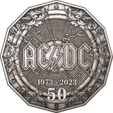 Australia 2023 50 Cent 50th Anniversary of AC/DC (ACCA DACCA) Silver Antiqued Coin Reverse