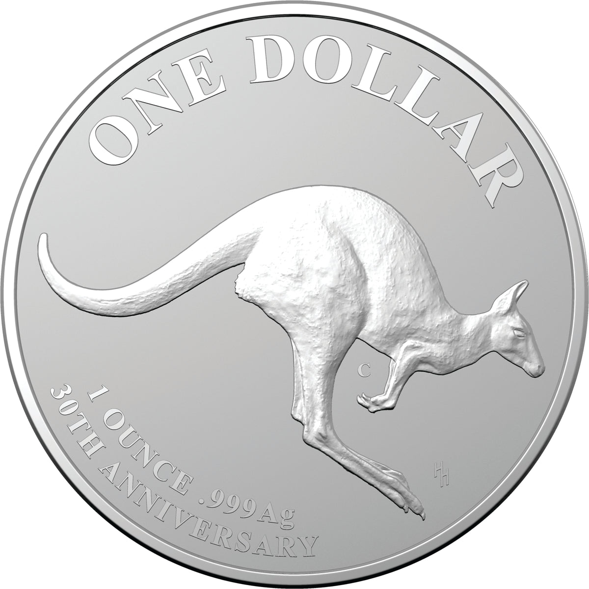 Australia 2023 $1 Kangaroo Series 30th Anniversary Mob of Thirty C Mintmark 1oz Fines Silver Frosted