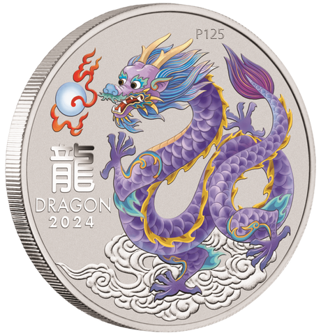 2024 Australia Lunar Series III Year of the Dragon 1/2 oz Silver 10 Coin Set