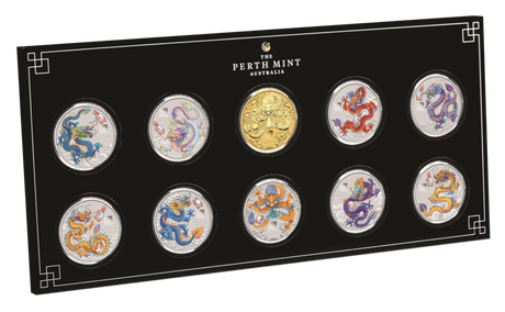 2024 Australia Lunar Series III Year of the Dragon 1/2 oz Silver 10 Coin Set