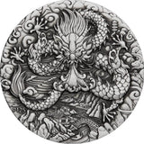Australia 2024 $2 Lunar Series III Year of the Dragon 2 oz .9999 Silver Antiqued Coin Perth Mint