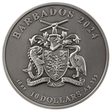 Barbados  2024 $10 DC Batman Dark Knight 10 oz .999 Silver Antiqued Multi Layered Coin