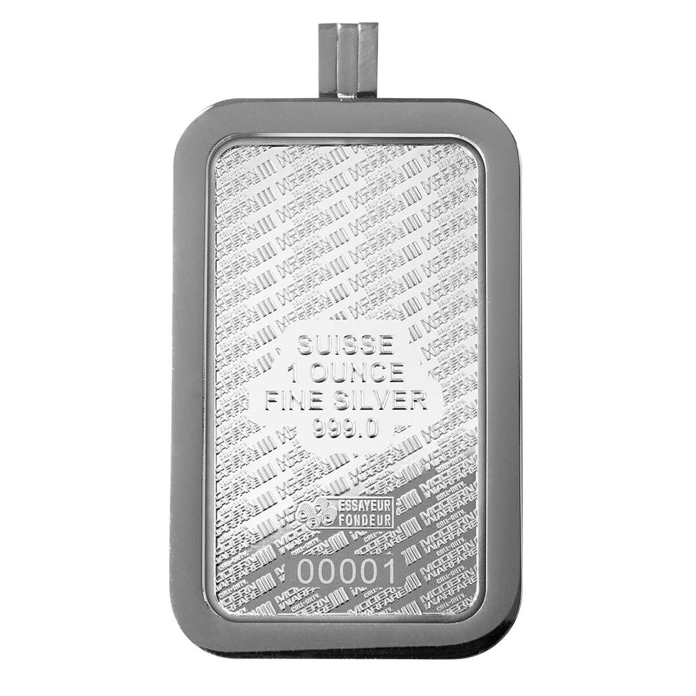 Switzerland PAMP 2024 WWII Call of Duty Modern Warfare 20th Anniversary Proof-Like Bar 1 oz .999 Silver with Pendant Frame / Bezel