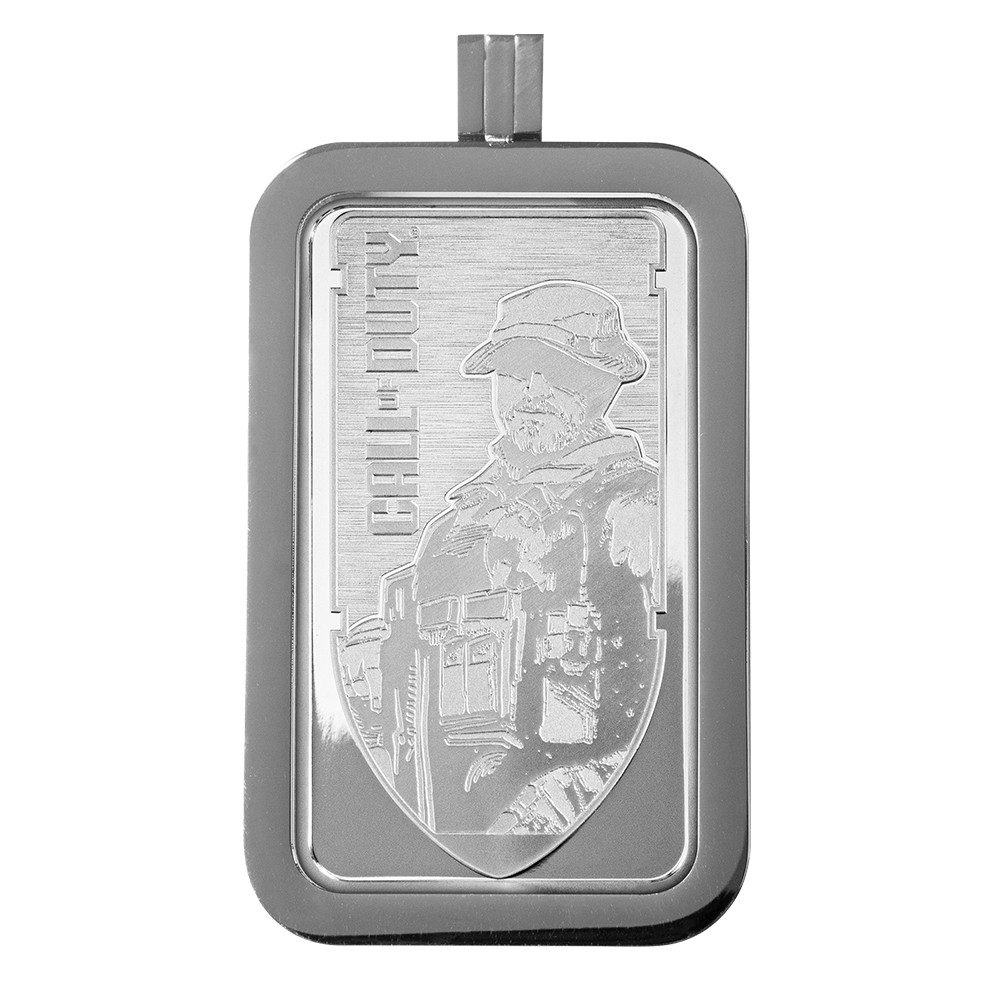 Switzerland PAMP 2024 WWII Call of Duty Modern Warfare 20th Anniversary Proof-Like Bar 1 oz .999 Silver with Pendant Frame / Bezel