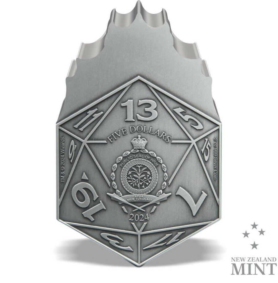 Niue 2024 $5 Hasbro Dungeons and Dragons 50th Anniversary 2 oz .999 Silver Antiqued Coin