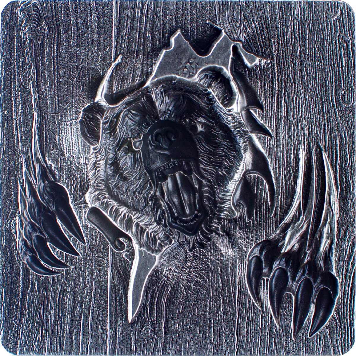 KOMSCO South Korea 2024 Furious Beasts Bear 2 oz .999 Silver Antiqued UHR Stacker