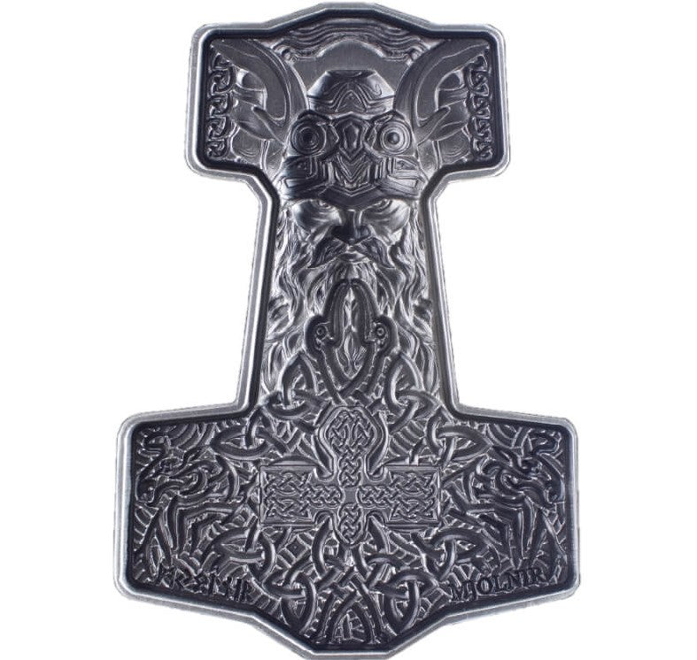KOMSCO South Korea 2024 Thor’s Mjolnir Hammer 2 oz .999 Silver Antiqued UHR Stacker