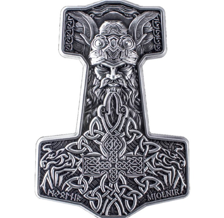 KOMSCO South Korea 2024 Thor’s Mjolnir Hammer 2 oz .999 Silver Antiqued UHR Stacker
