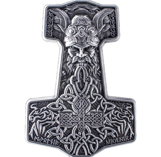 KOMSCO South Korea 2024 Thor’s Mjolnir Hammer 2 oz .999 Silver Antiqued UHR Stacker