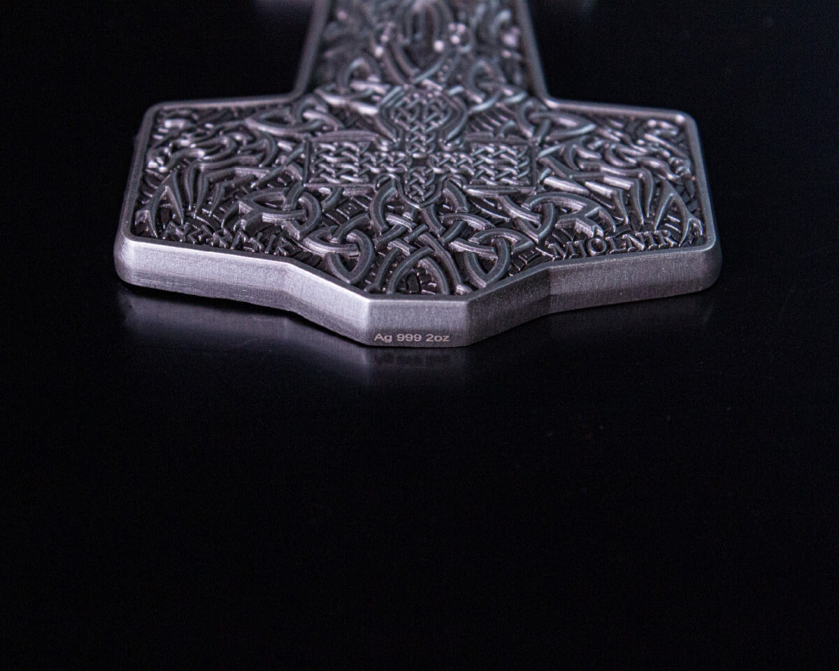 KOMSCO South Korea 2024 Thor’s Mjolnir Hammer 2 oz .999 Silver Antiqued UHR Stacker