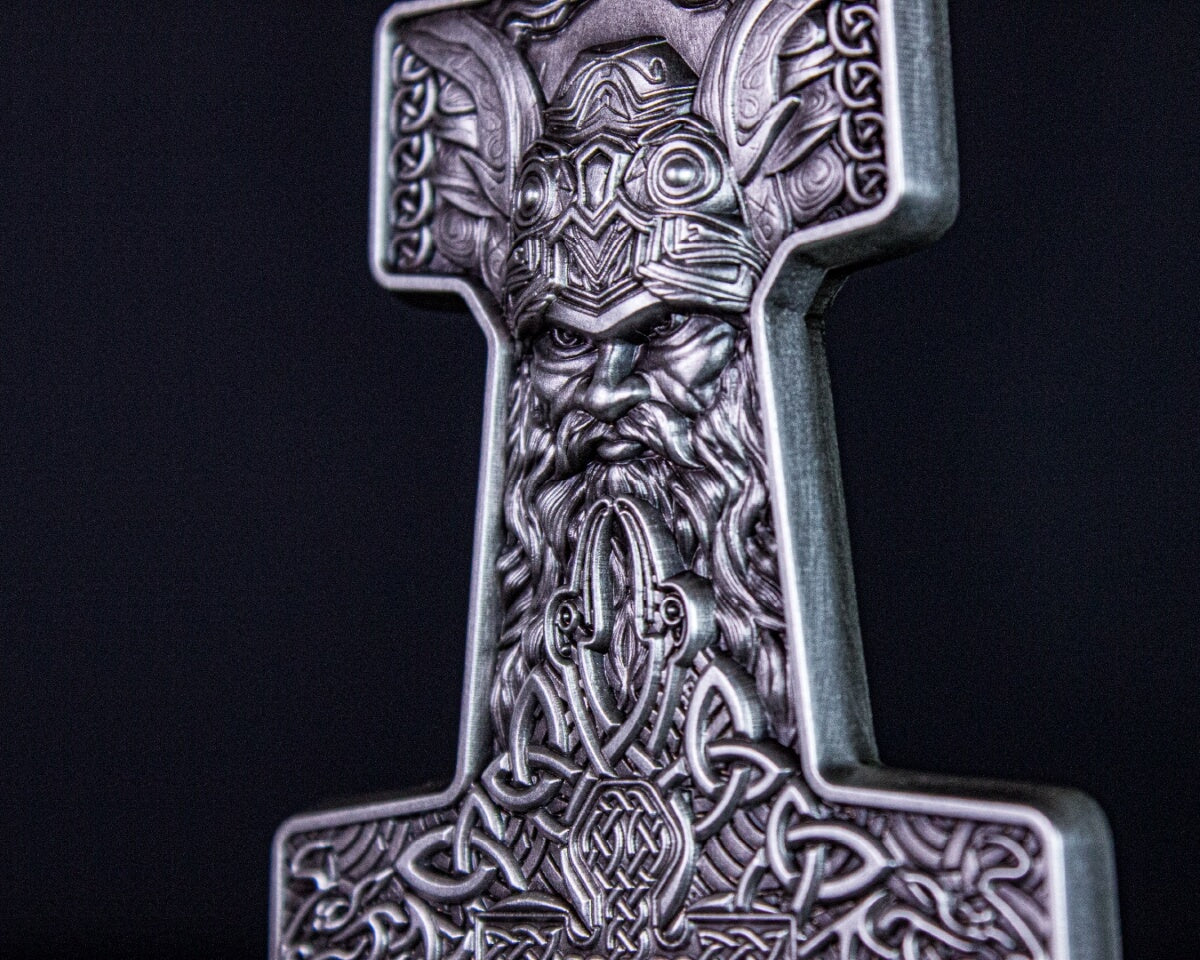 KOMSCO South Korea 2024 Thor’s Mjolnir Hammer 2 oz .999 Silver Antiqued UHR Stacker