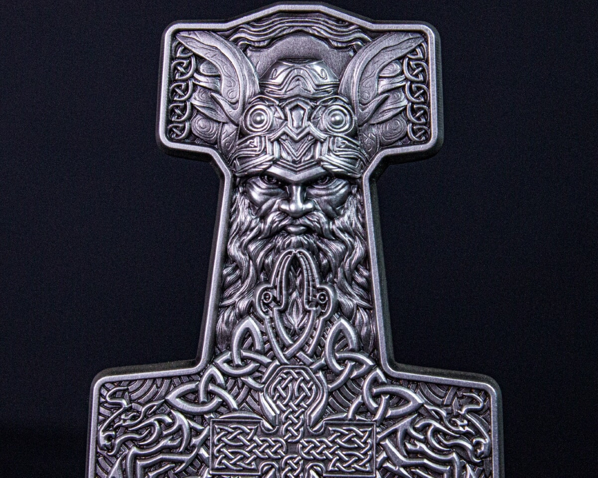 KOMSCO South Korea 2024 Thor’s Mjolnir Hammer 2 oz .999 Silver Antiqued UHR Stacker