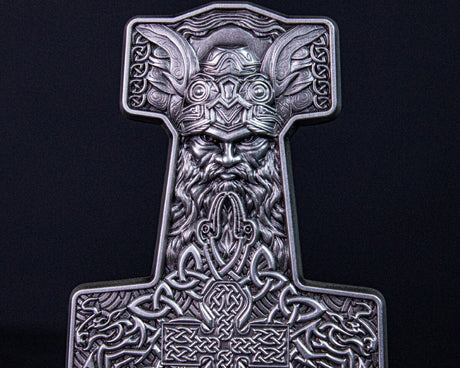 KOMSCO South Korea 2024 Thor’s Mjolnir Hammer 2 oz .999 Silver Antiqued UHR Stacker