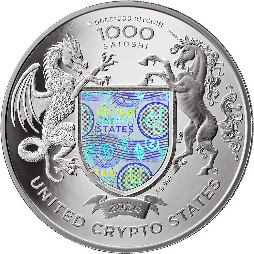 2024 United Crypto States .999  1 oz Silver Liberty of Ukraine Proof Coin Obverse Side