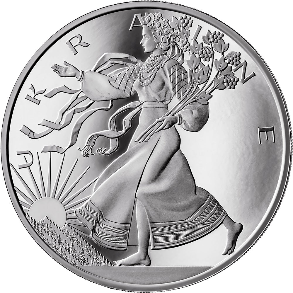 2024 United Crypto States .999  1 oz Silver Liberty of Ukraine Proof Coin Reverse