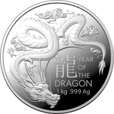 Australia 2024 $30 Lunar Year of the Dragon lk 1kg 1 Kilo .999 Silver Proof Coin 100 Made