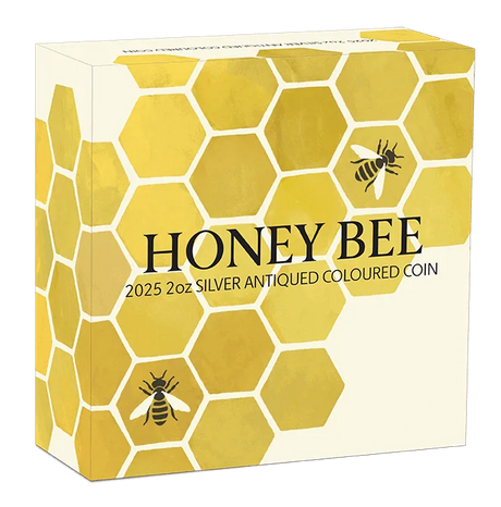 Ausralia 2025 $2 HONEY BEE 2oz .9999 Silver Antiqued Coloured Coin