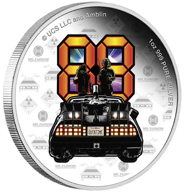 Niue  2025 $2 Back to the Future 40th Anniversary 1 oz .999 Silver Colorized Proof Coin 1000 Made