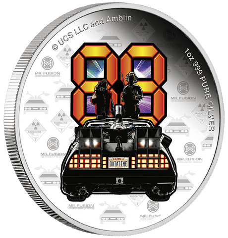 Niue  2025 $2 Back to the Future 40th Anniversary 1 oz .999 Silver Colorized Proof Coin 1000 Made