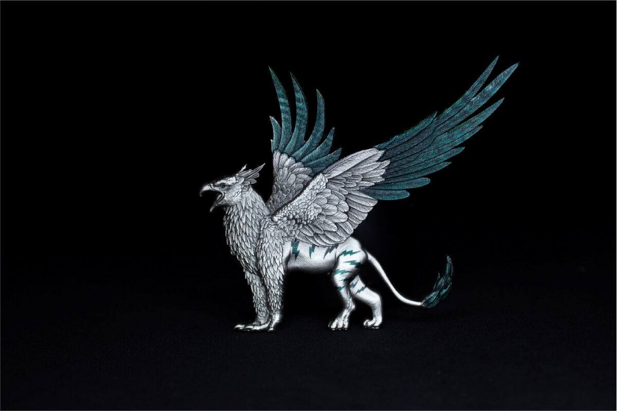 PRE -ORDER KOMSCO South Korea 2025 Mythical Beasts The Griffin 2 oz .999 Antiqued Silver Shaped Colorized Stacker