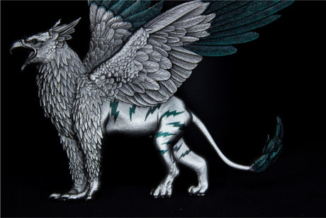 PRE -ORDER KOMSCO South Korea 2025 Mythical Beasts The Griffin 2 oz .999 Antiqued Silver Shaped Colorized Stacker