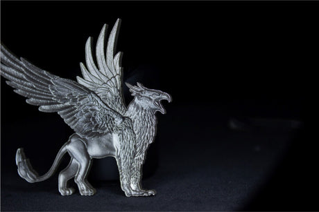 PRE -ORDER KOMSCO South Korea 2025 Mythical Beasts The Griffin 2 oz .999 Antiqued Silver Shaped Colorized Stacker