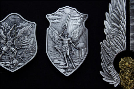 KOMSCO South Korea 2025 The Shield of St. Uriel .999 2 oz Silver Shaped Antiqued Stacker