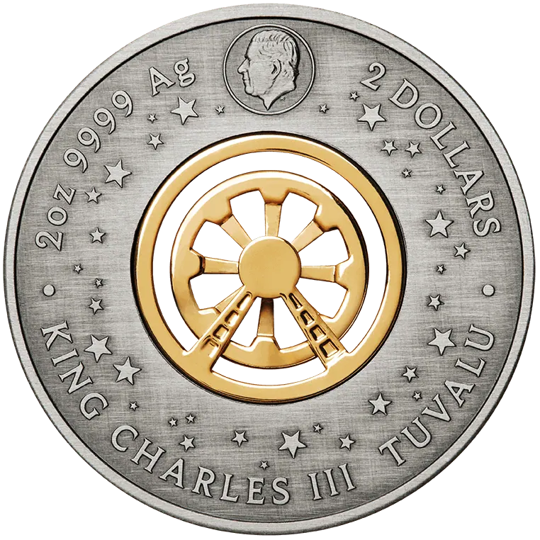 Tuvalu 2025 $2 FERRIS WHEEL 2 oz .9999 Silver Antiqued Colorized Coin with Crystal Inserts