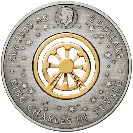 Tuvalu 2025 $2 FERRIS WHEEL 2 oz .9999 Silver Antiqued Colorized Coin with Crystal Inserts