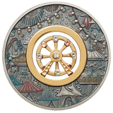 Tuvalu 2025 $2 FERRIS WHEEL 2 oz .9999 Silver Antiqued Colorized Coin with Crystal Inserts
