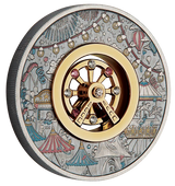 Tuvalu 2025 $2 FERRIS WHEEL 2 oz .9999 Silver Antiqued Colorized Coin with Crystal Inserts
