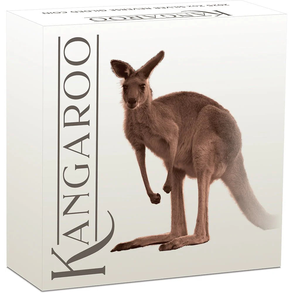 Kangaroo-themed product packaging with a kangaroo illustration on a white background